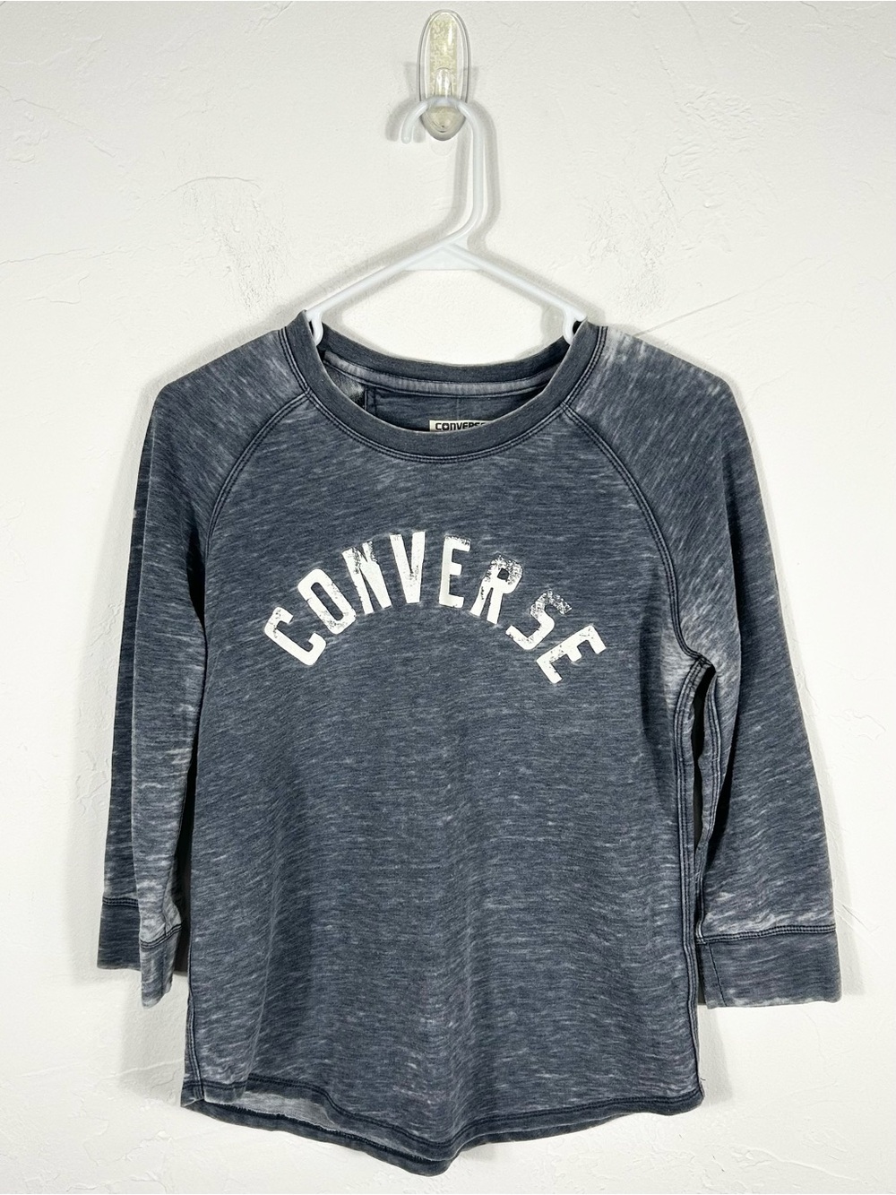 Converse All Star Grey Burnout Arch Logo 3/4 Sleeve Sweatshirt Size S